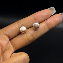Freshwater Pearl Stud Earrings | 9mm Button Shape | Plain Smooth | Purple Color | Handcrafted | Timeless Jewelry