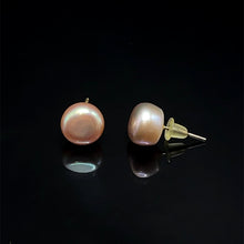 Freshwater Pearl Stud Earrings | 9mm Button Shape | Plain Smooth | Purple Color | Handcrafted | Timeless Jewelry