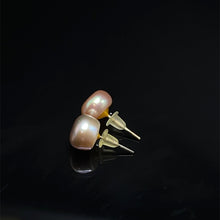 Freshwater Pearl Stud Earrings | 9mm Button Shape | Plain Smooth | Purple Color | Handcrafted | Timeless Jewelry
