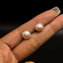 Freshwater Pearl Stud Earrings | Button Domed Shape | Plain Smooth | 8mm-9mm-10mm| June Birthstone | Feminine Jewelry