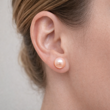Freshwater Pearl Stud Earrings | Button Domed Shape | Plain Smooth | 8mm-9mm-10mm| June Birthstone | Feminine Jewelry