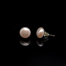 Freshwater Pearl Stud Earrings | Pink Color | 8mm Button Shape | Plain Smooth | June Birthstone | Jewelry For Her