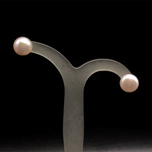 Freshwater Pearl Stud Earrings | Pink Color | 8mm Button Shape | Plain Smooth | June Birthstone | Jewelry For Her