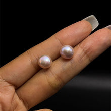 Freshwater Pearl Stud Earrings | Purple Color | Button Shape | Plain Smooth | 9mm | Lustrous | Graceful Feminine
