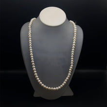 Natural Freshwater Smooth Pearl 7mm White Ringed Necklace 32.5’’ Strand for Calmness and Feminine Energy - Necklace