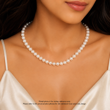 Pearl White Ringed Plain June Birthstone Necklace