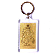 Ganesh Premium Gold Keychain Laser Engraved in 24K Gold Foil Devotional Charm - Keychain