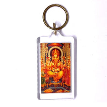 Ganesha 24K Gold Foil Colored Laser Engraved Keychain Auspicious Fortune Religious Gift - Keychain