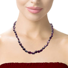 Garnet Natural Handmade Plain Smooth Nugget Gemstone Beaded 15.7’’ Necklace Jewelry - Necklace
