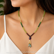 Garnet Natural, Peridot, Citrine, Blue Topaz, Tsavorite, and Amethyst Necklace