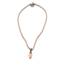 Glass Stone Pendant Light Pink Color Drop Shape 16mm Twisted Cord Fashion Unisex Necklace Symbol Of Soft Modern