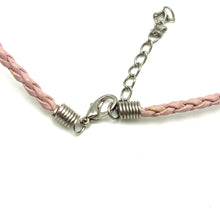Glass Stone Pendant Light Pink Color Drop Shape 16mm Twisted Cord Fashion Unisex Necklace Symbol Of Soft Modern