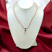 Glass Stone Pendant Light Pink Color Drop Shape 16mm Twisted Cord Fashion Unisex Necklace Symbol Of Soft Modern