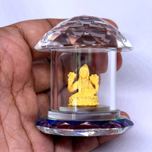 Goddess Maha Lakshmi Idol Gold Surface 24K Prism Crystal Temple-Shaped Showpiece Vastu Energized Symbol of Wealth Luck
