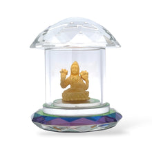 Goddess Maha Lakshmi Idol Gold Surface 24K Prism Crystal Temple-Shaped Showpiece Vastu Energized Symbol of Wealth Luck