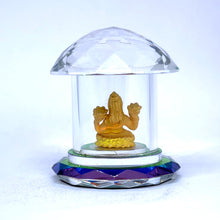 Goddess Maha Lakshmi Idol Gold Surface 24K Prism Crystal Temple-Shaped Showpiece Vastu Energized Symbol of Wealth Luck