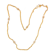 Gold Electroplated Diamond Shaped Station Necklace linked between Chain - Necklace