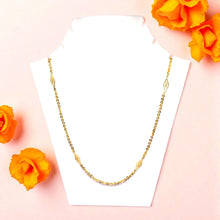 Gold Electroplated Diamond Shaped Station Necklace linked between Chain - Necklace