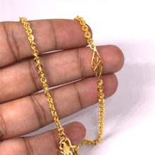Gold Electroplated Diamond Shaped Station Necklace linked between Chain - Necklace