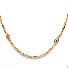 Gold Electroplated Diamond Shaped Station Necklace linked between Chain - Necklace