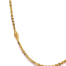 Gold Electroplated Diamond Shaped Station Necklace linked between Chain - Necklace