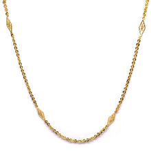 Gold Electroplated Diamond Shaped Station Necklace linked between Chain - Necklace