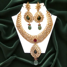 Royal Traditional Necklace Earring with Ear Chain and Tikka Gold Plated Indian Bridal Jewellery Set - Necklace Earring