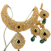 Royal Traditional Necklace Earring with Ear Chain and Tikka Gold Plated Indian Bridal Jewellery Set - Necklace Earring