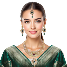 Royal Traditional Necklace Earring with Ear Chain and Tikka Gold Plated Indian Bridal Jewellery Set - Necklace Earring