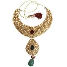 Royal Traditional Necklace Earring with Ear Chain and Tikka Gold Plated Indian Bridal Jewellery Set - Necklace Earring
