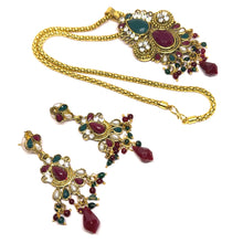 Royal Traditional Pattern Gold Plated Necklace Earring Jewelry Set - Necklace Earring Set