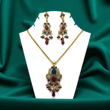 Royal Traditional Pattern Gold Plated Necklace Earring Jewelry Set - Necklace Earring Set