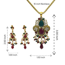 Royal Traditional Pattern Gold Plated Necklace Earring Jewelry Set - Necklace Earring Set