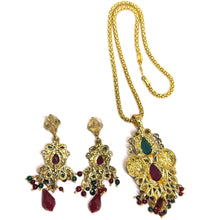 Royal Traditional Pattern Gold Plated Necklace Earring Jewelry Set - Necklace Earring Set
