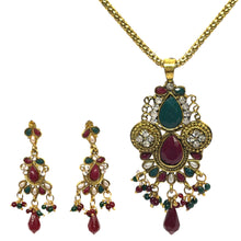 Royal Traditional Pattern Gold Plated Necklace Earring Jewelry Set - Necklace Earring Set