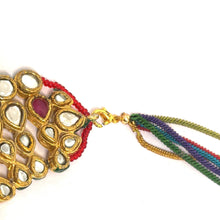 Traditional Kundan Meenakaari Red Stones Gold Plated Full Necklace Earring Jewelry Set - Necklace Earring Set
