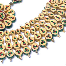 Traditional Kundan Meenakaari Red Stones Gold Plated Full Necklace Earring Jewelry Set - Necklace Earring Set