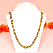 Gold plated Square Wheat Engraved Chain Gold Plated Necklace Jewelry - Necklace