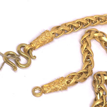 Gold plated Square Wheat Engraved Chain Gold Plated Necklace Jewelry - Necklace