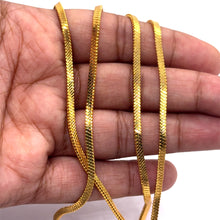 Textured Flat Flexi Gold Plated Chain Necklace Jewelry - Necklace
