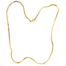 Textured Flat Flexi Gold Plated Chain Necklace Jewelry - Necklace