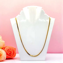 Textured Flat Flexi Gold Plated Chain Necklace Jewelry - Necklace