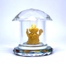 Gold Surface 24K Lord Ganesha Idol in Prism Crystal Mushroom Temple – Vastu-Positive Home Temple Showpiece