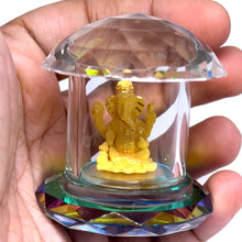 Gold Surface 24K Lord Ganesha Idol in Prism Crystal Mushroom Temple – Vastu-Positive Home Temple Showpiece