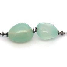 Green Chalcedony 24x18x15mm Tumble Plain Dangle Gemstone Earrings