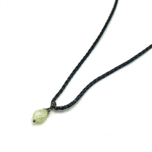 Green Stone Pendant 16mm Drop Shape With Dark Twisted Cord Glass Stone Necklace Grounded Tones With Modern Styling