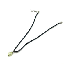 Green Stone Pendant 16mm Drop Shape With Dark Twisted Cord Glass Stone Necklace Grounded Tones With Modern Styling