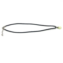 Green Stone Pendant 16mm Drop Shape With Dark Twisted Cord Glass Stone Necklace Grounded Tones With Modern Styling