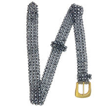Handcrafted Black Freshwater Pearl Gold Buckle Belt For Him