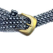 Handcrafted Black Freshwater Pearl Gold Buckle Belt For Him